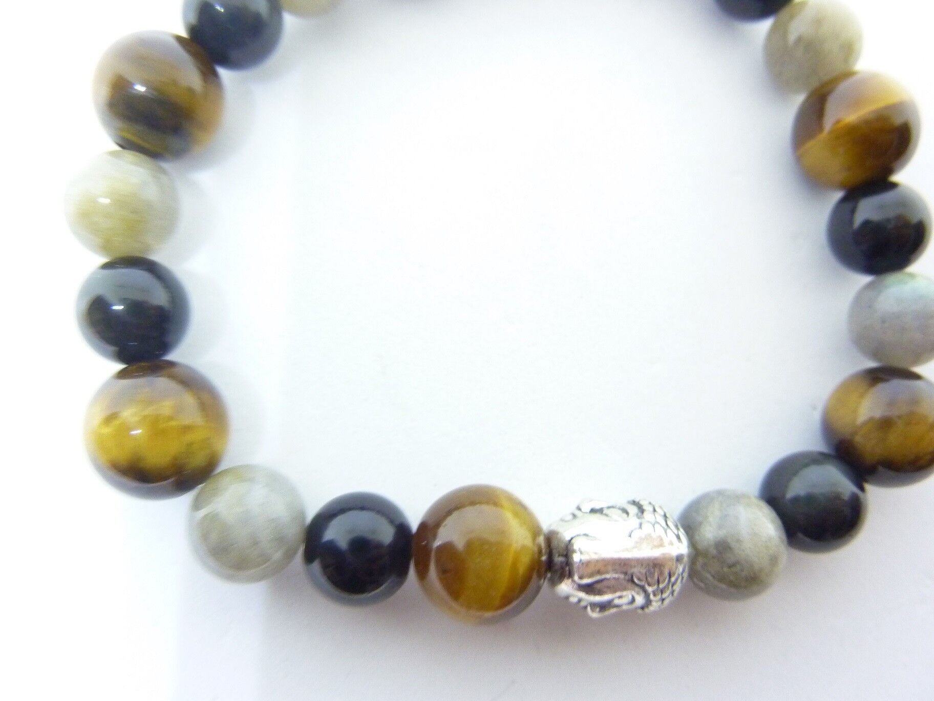 BRACELET PROTECTION BOUDDHA OEIL DE TIGRE LABRADORITE OBSIDIENNE OEIL CELESTE – Image 4