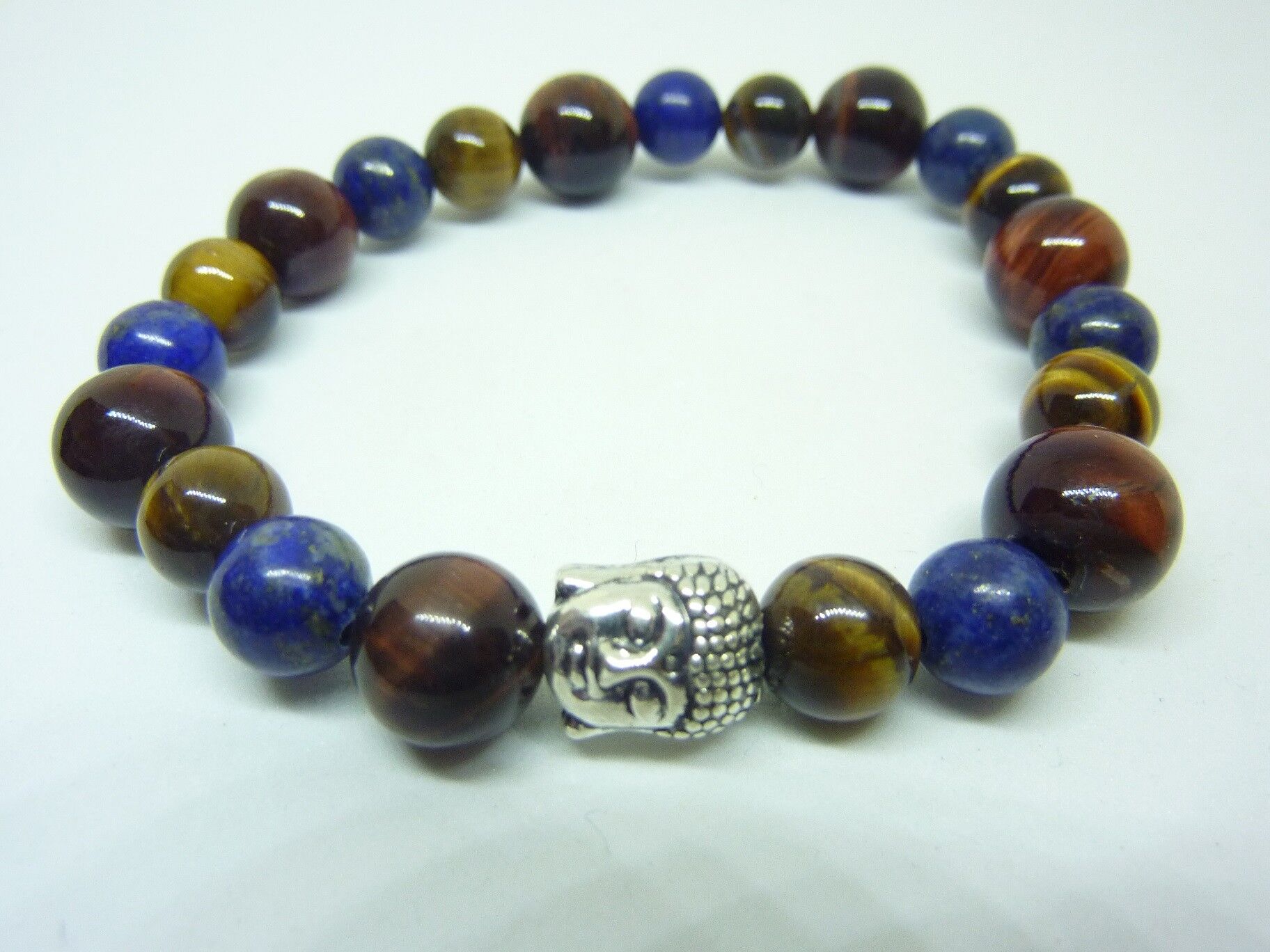 BRACELET PROTECTION BOUDDHA OEIL DE TIGRE-TAUREAU-LAPIS LAZULI