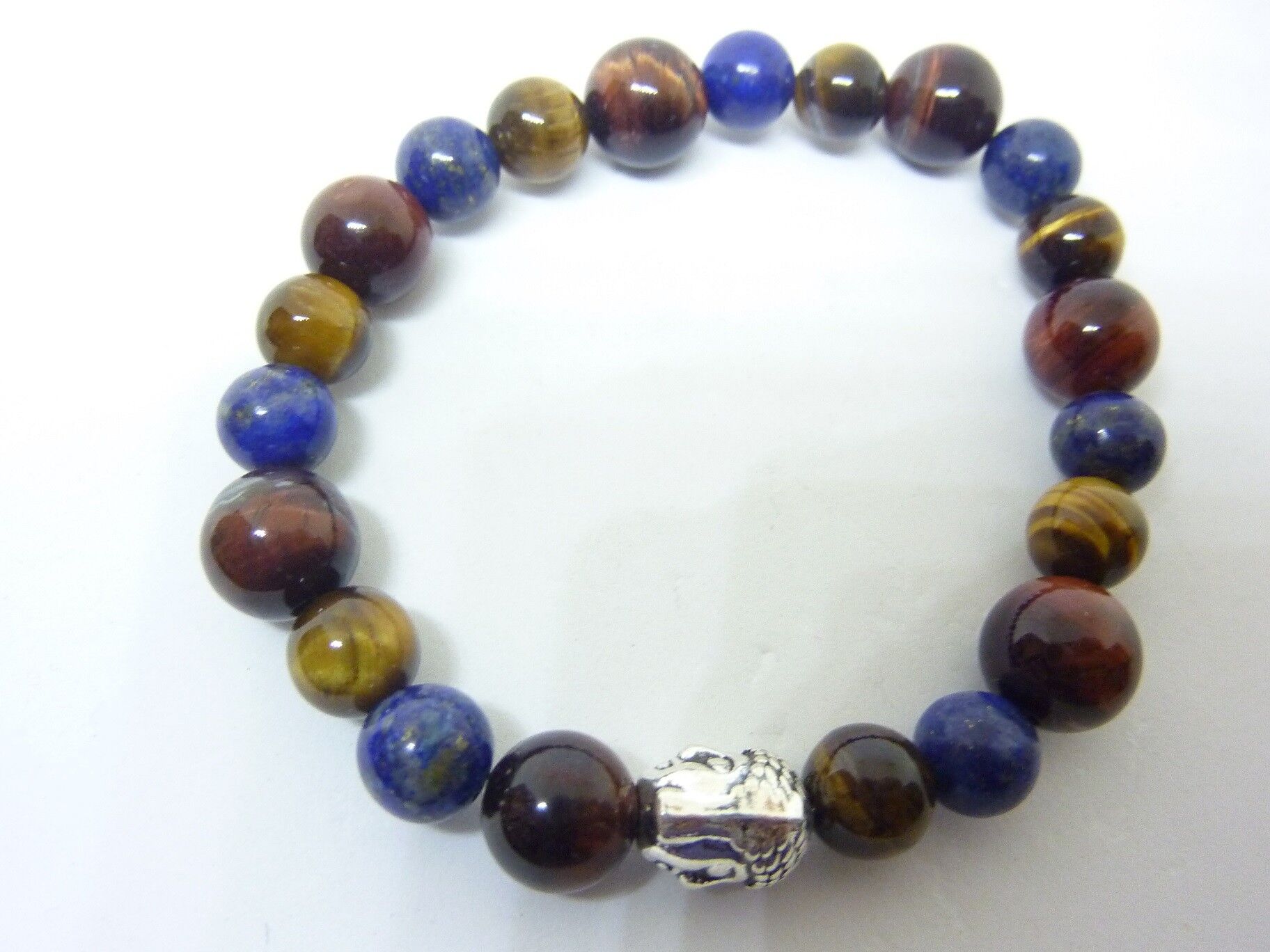 BRACELET PROTECTION: OEIL DE TIGRE,OEIL DE TAUREAU,LAPIS LAZULI – Image 3