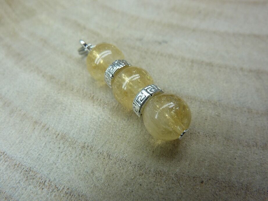 PENDENTIF CITRINE perles rondes 8 mm