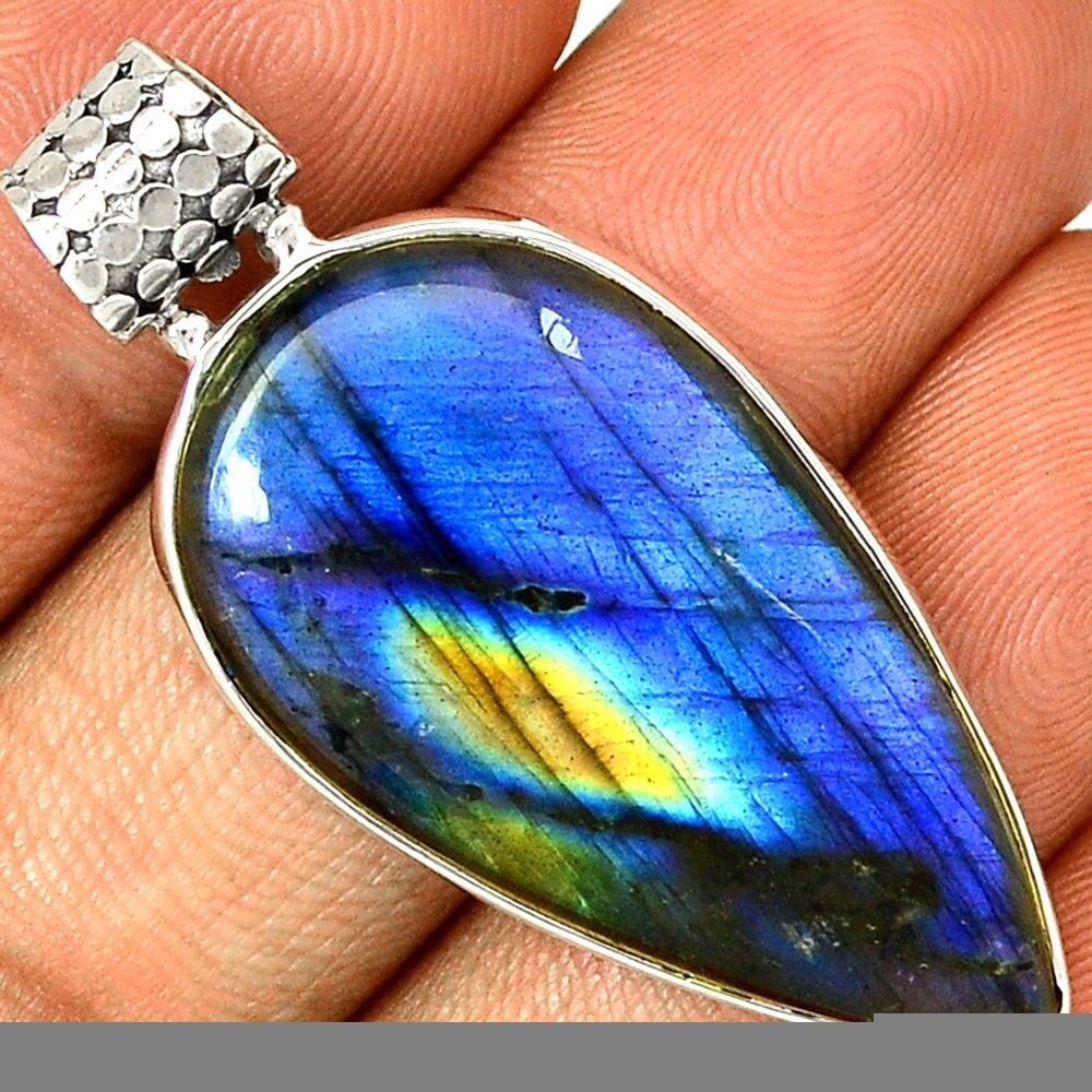 Pendentif protection labradorite monture argent 925 ref 6270