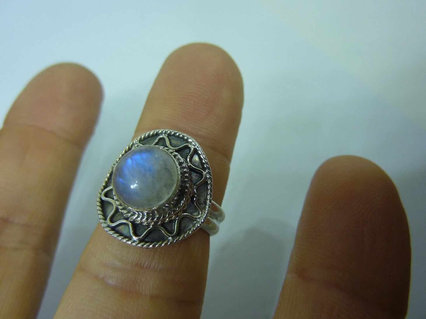 BAGUE PIERRE DE LUNE MONTURE EN ARGENT 925.TAILLE 55 1/4 REF 1904 – Image 3