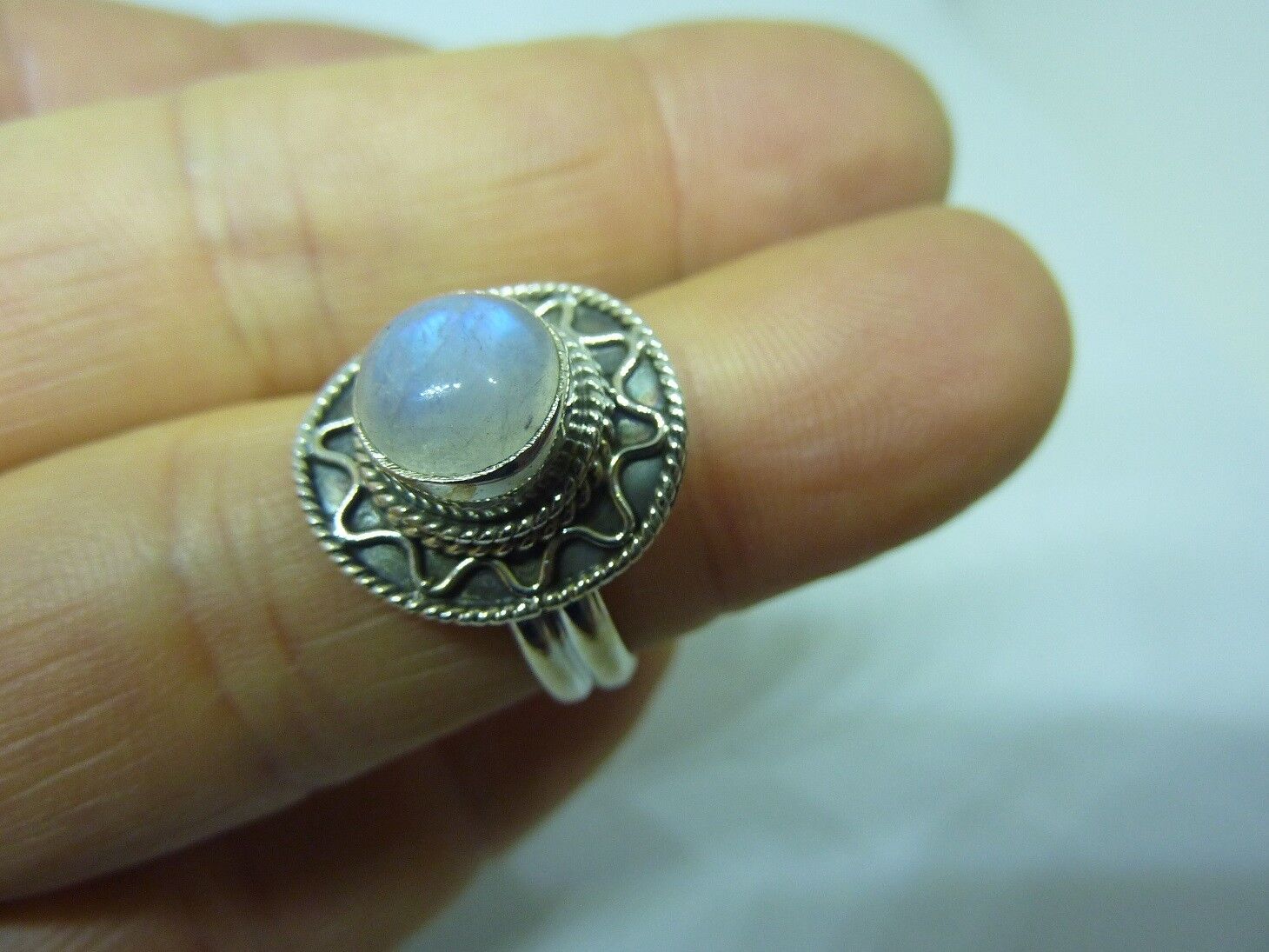 BAGUE PIERRE DE LUNE MONTURE EN ARGENT 925.TAILLE 55 1/4 REF 1904 – Image 4