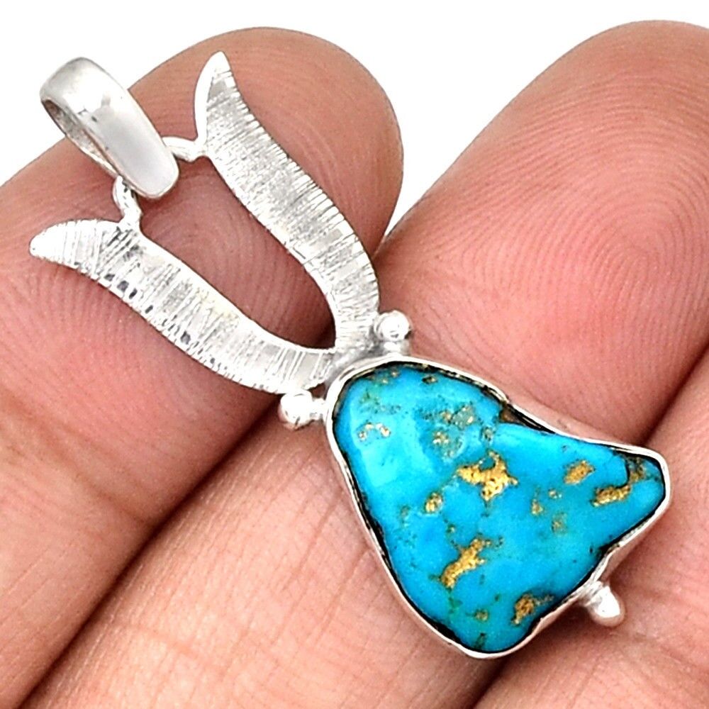Pendentif turquoise monture en argent 925 ref 6233