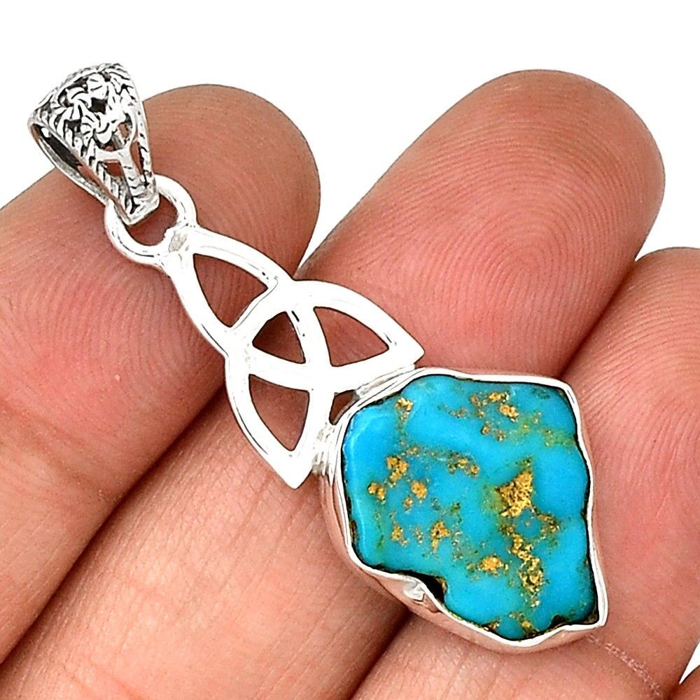 Pendentif turquoise monture en argent 925 ref 7852