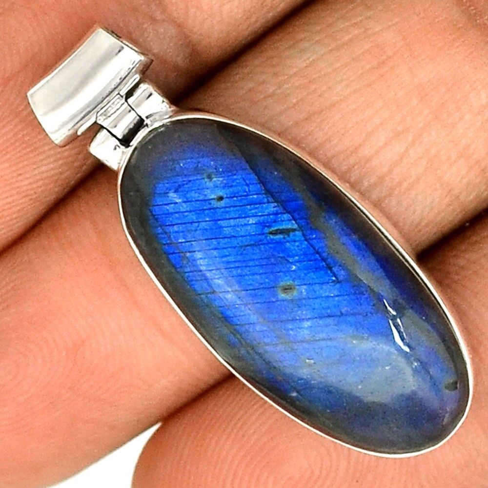 Pendentif protection labradorite monture argent 925 ref 0628
