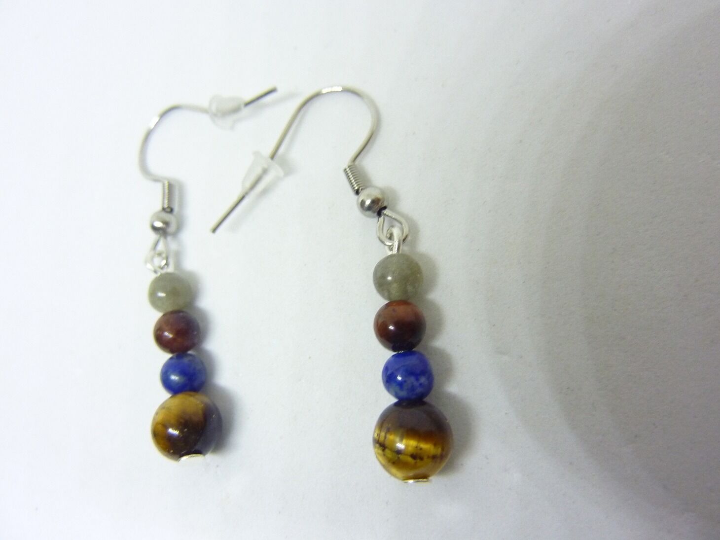 Boucles d'oreilles Oeil de tigre-Taureau-Lapis lazuli-Labradorite