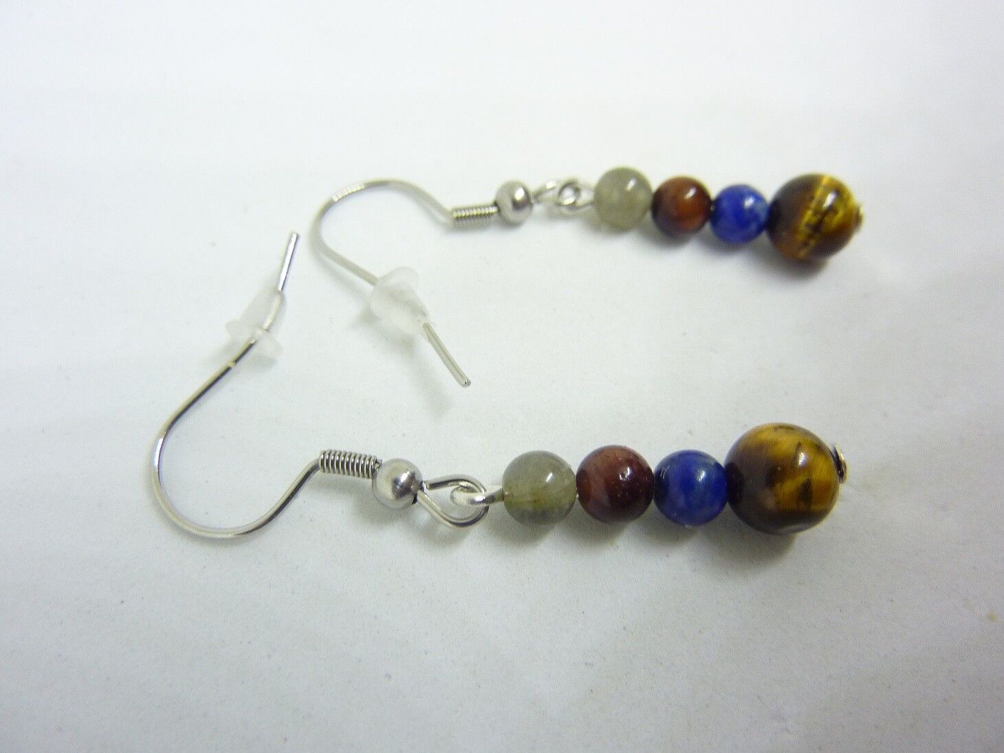 Boucles d'oreilles Oeil de tigre-Taureau-Lapis lazuli-Labradorite – Image 2