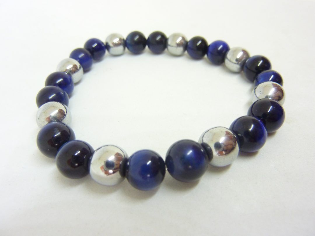 Bracelet oeil de faucon,hématite Perles rondes 8 mm