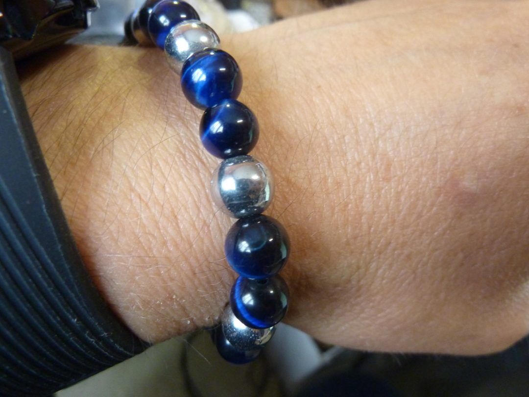 Bracelet oeil de faucon,hématite Perles rondes 8 mm