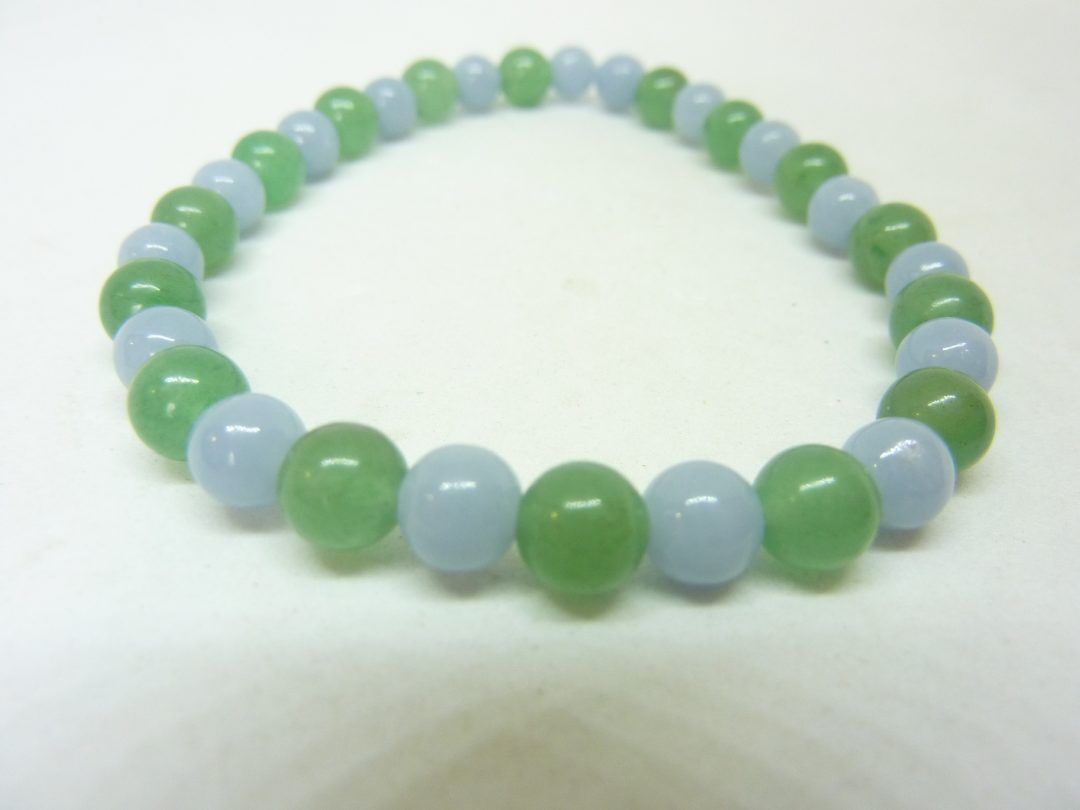 Bracelet aventurine,angélite perles rondes 6 mm