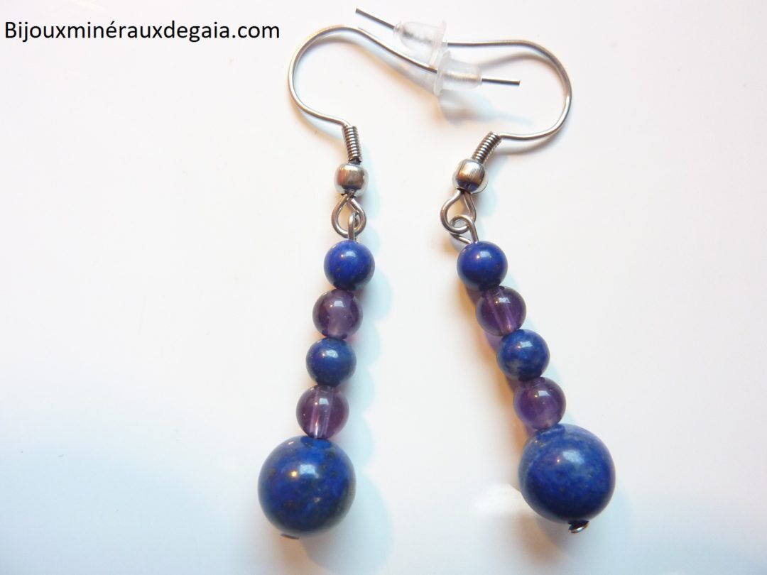 Boucles d'oreilles Améthyste-Lapis lazuli
