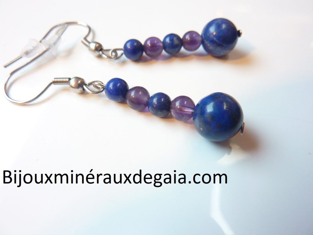 Boucles d'oreilles Améthyste-Lapis lazuli