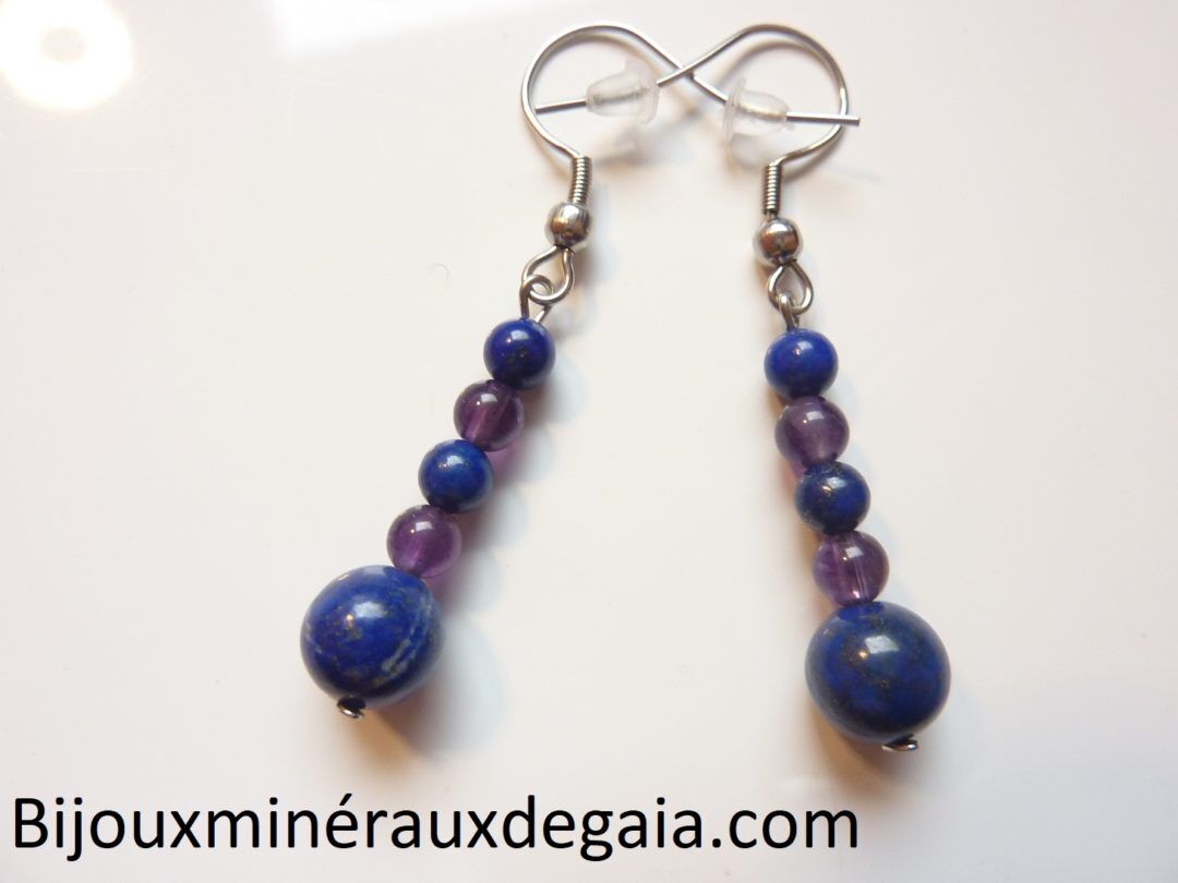Boucles d'oreilles Améthyste-Lapis lazuli