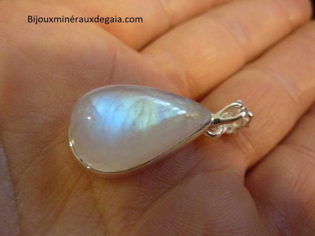 Pendentif Pierre de lune monture argent 925 Ref 9581