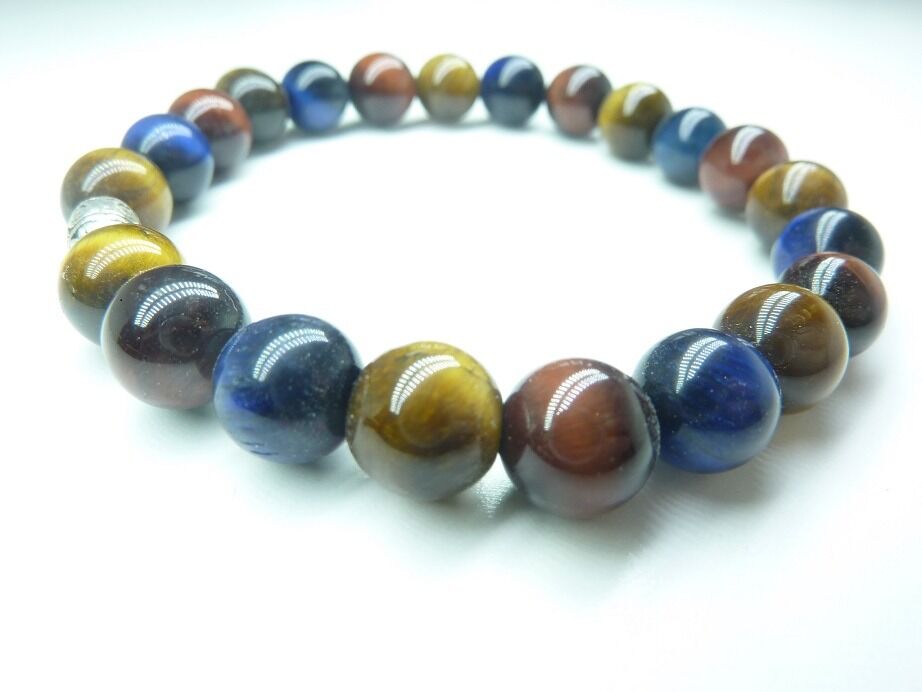 Bracelet oeil de tigre-oeil de Faucon-oeil de Taureau-Perles rondes 8 mm