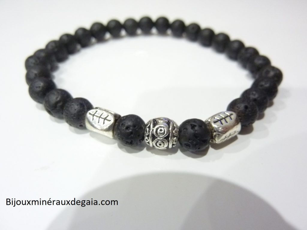 Bracelet Pierre de lave-Perles rondes 6 mm