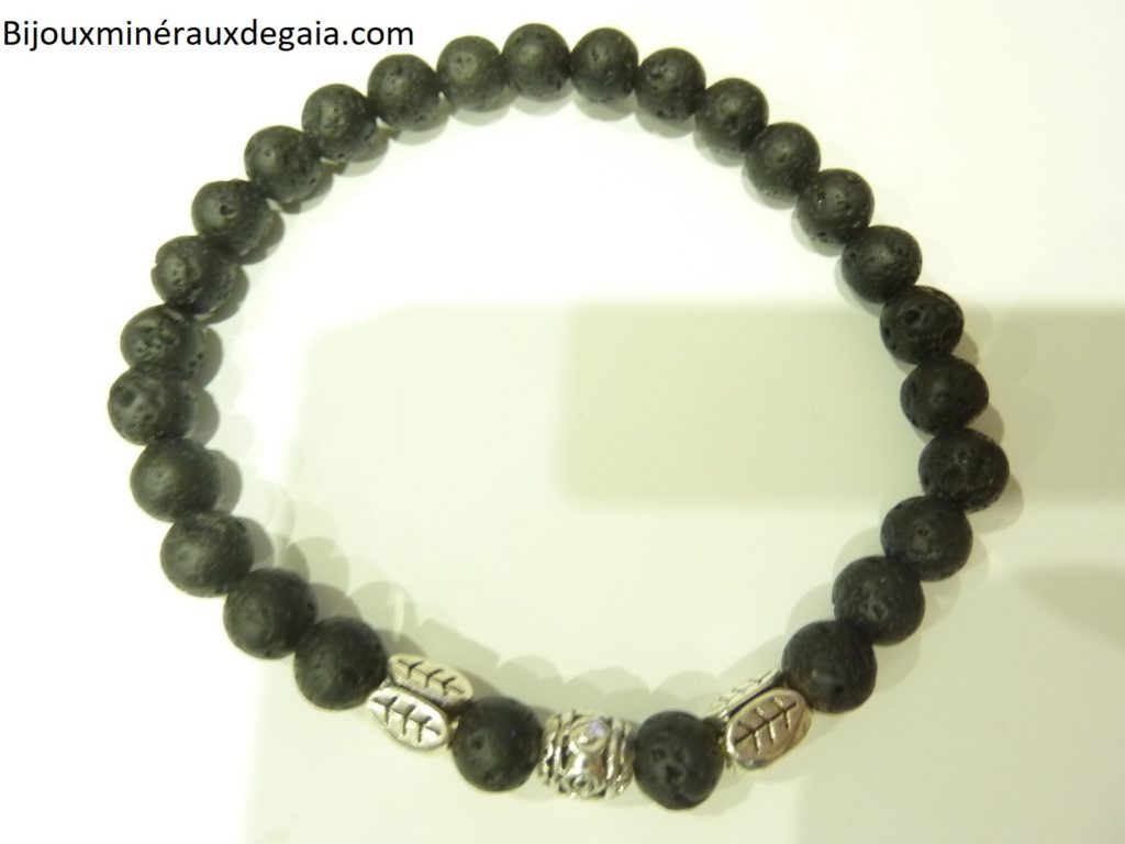 Bracelet Pierre de lave-Perles rondes 6 mm