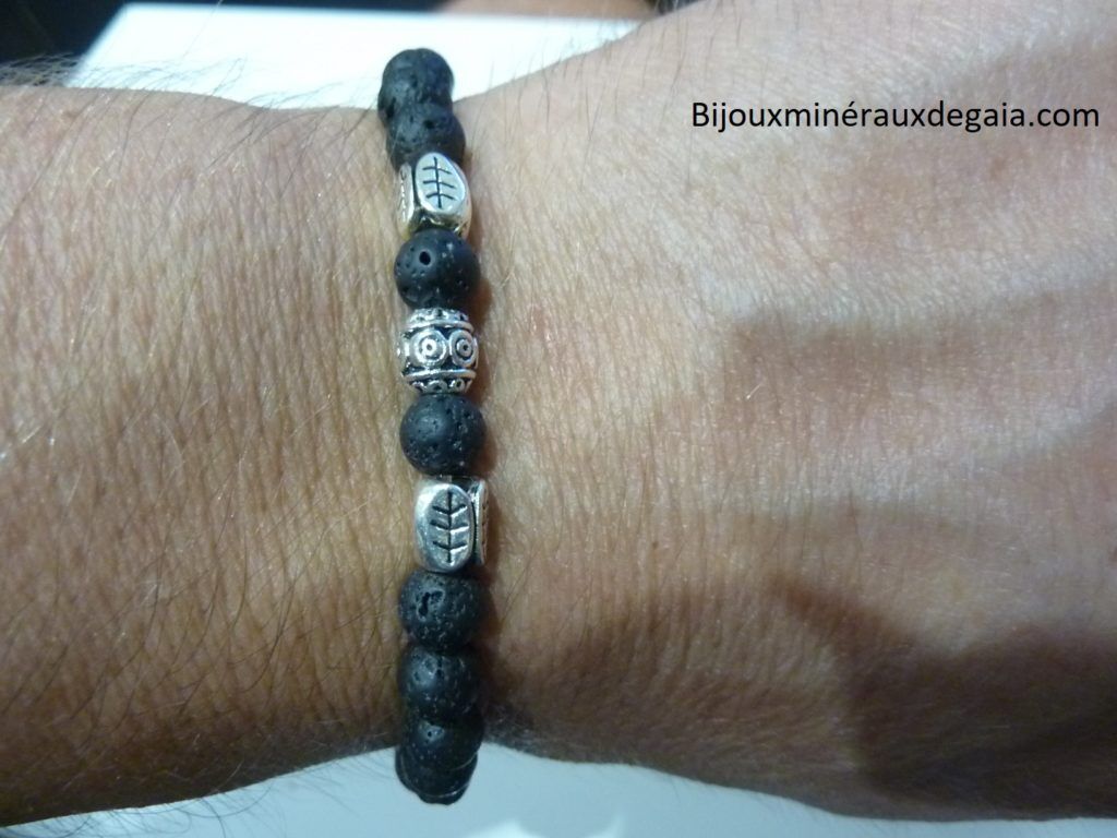 Bracelet Pierre de lave-Perles rondes 6 mm