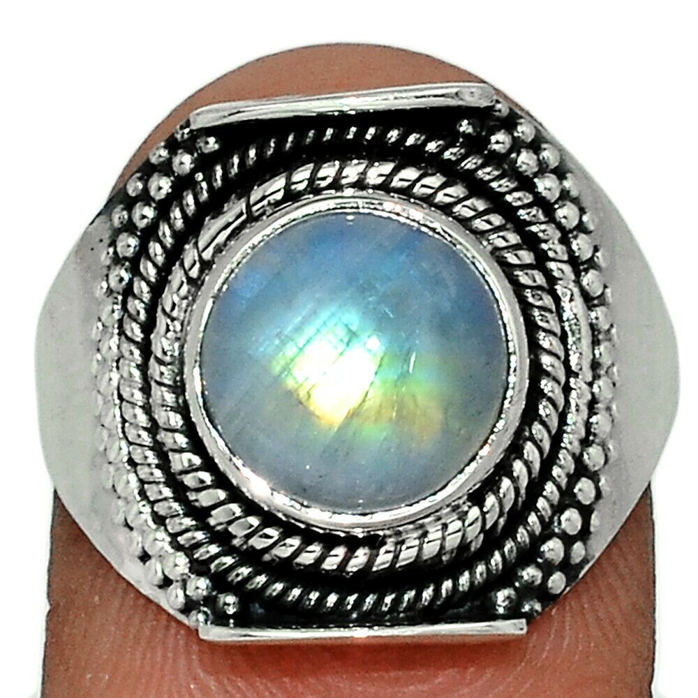 BAGUE PIERRE DE LUNE MONTURE EN ARGENT 925.TAILLE 56 1/2 REF 6814