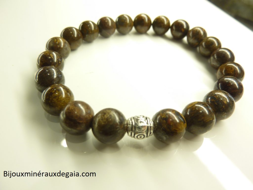 Bracelet Bronzite - perles rondes 8 mm