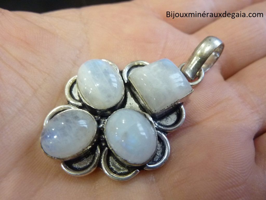 PENDENTIF PIERRE DE LUNE ET ARGENT ref 3696