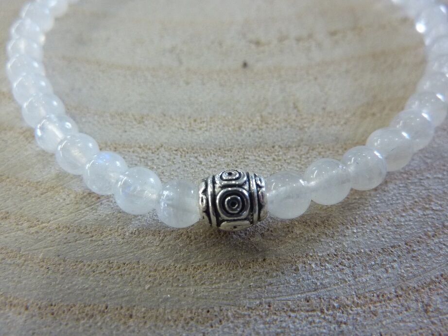 Bracelet Pierre de lune - Perles rondes 4 mm