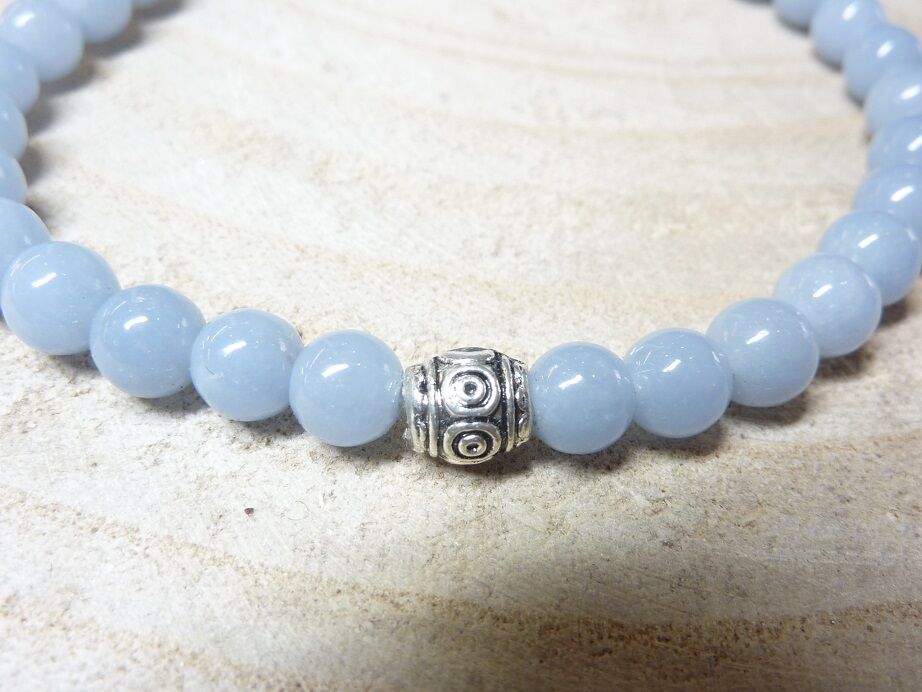 Bracelet Angélite - Perles rondes 6 mm
