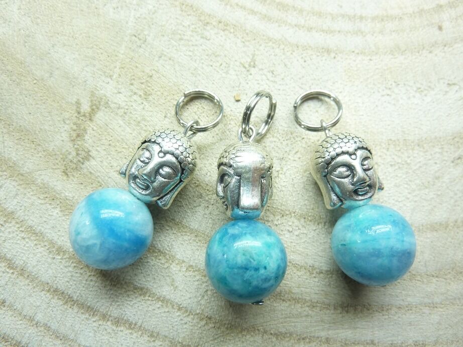 Pendentif Hémimorphite-Bouddha-perle 10 mm