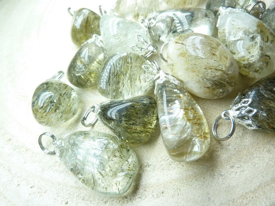 Pendentif quartz tourmaliné verte