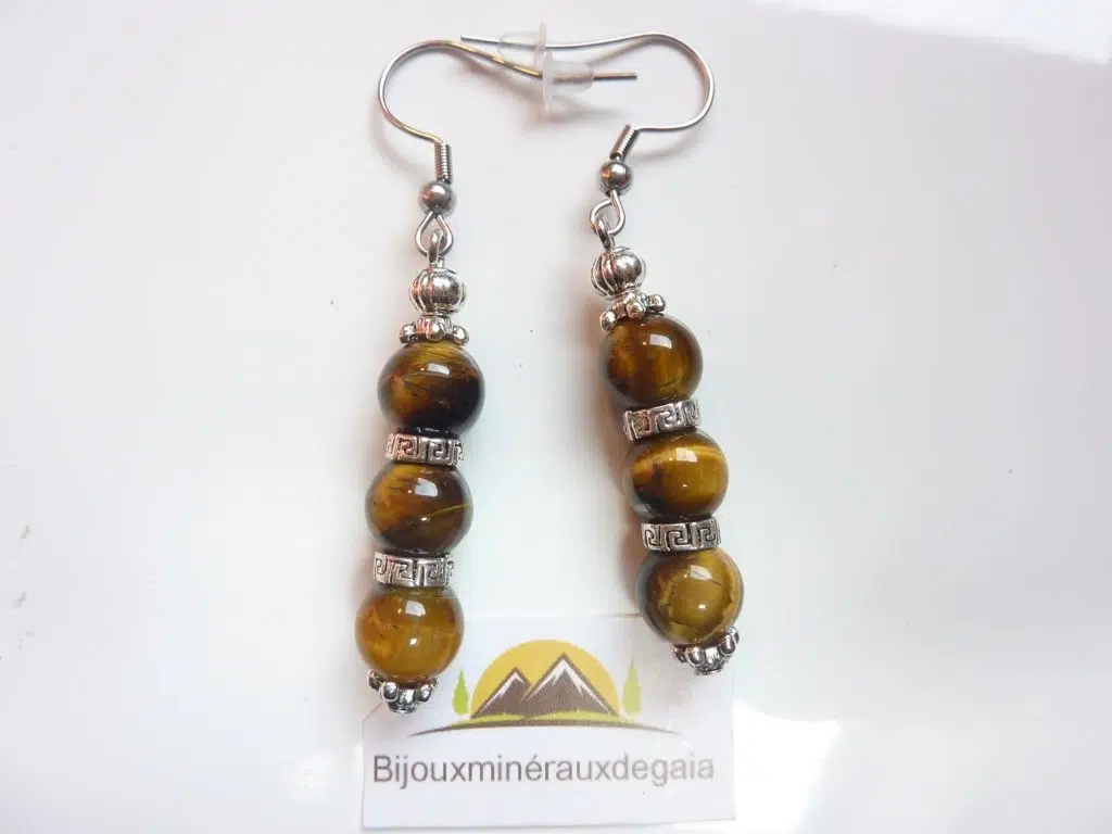 Boucles d'oreilles Oeil de tigre protection et joie