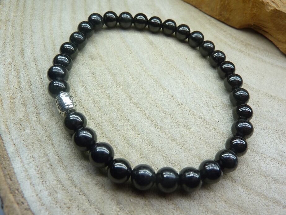 Bracelet Jais réconfort -Perles rondes 6 mm