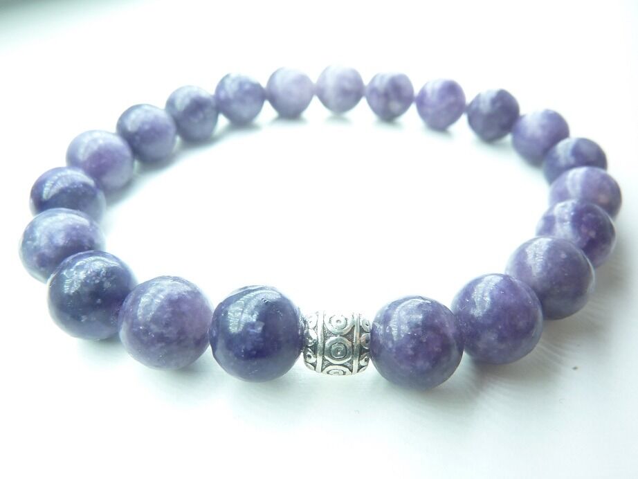 Bracelet Lépidolite perles rondes 8 mm