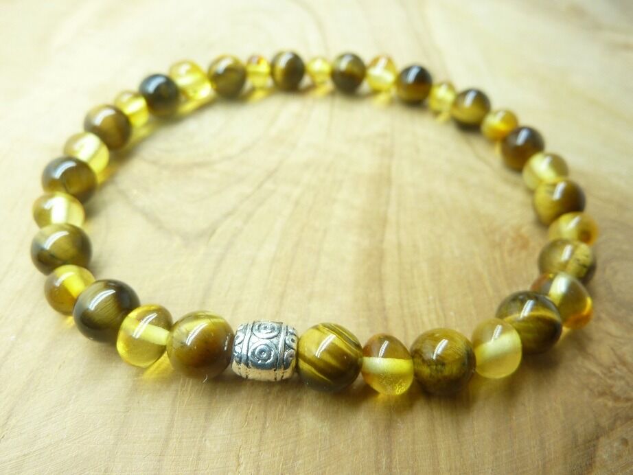 Bracelet Oeil de tigre – Ambre miel de la Baltique