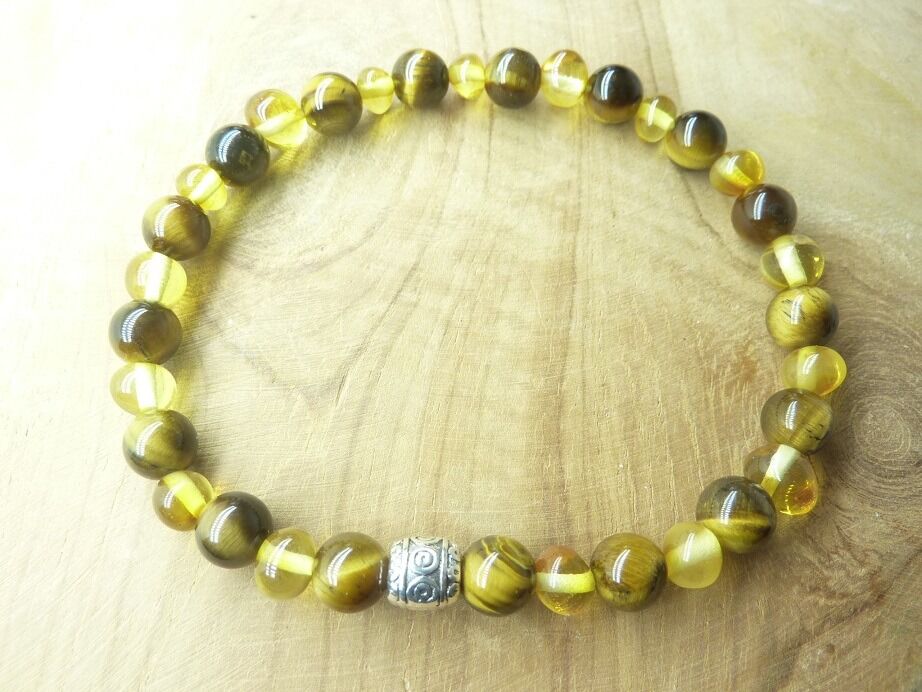 Bracelet Oeil de tigre – Ambre miel de la Baltique