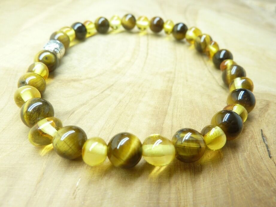 Bracelet Oeil de tigre – Ambre miel de la Baltique