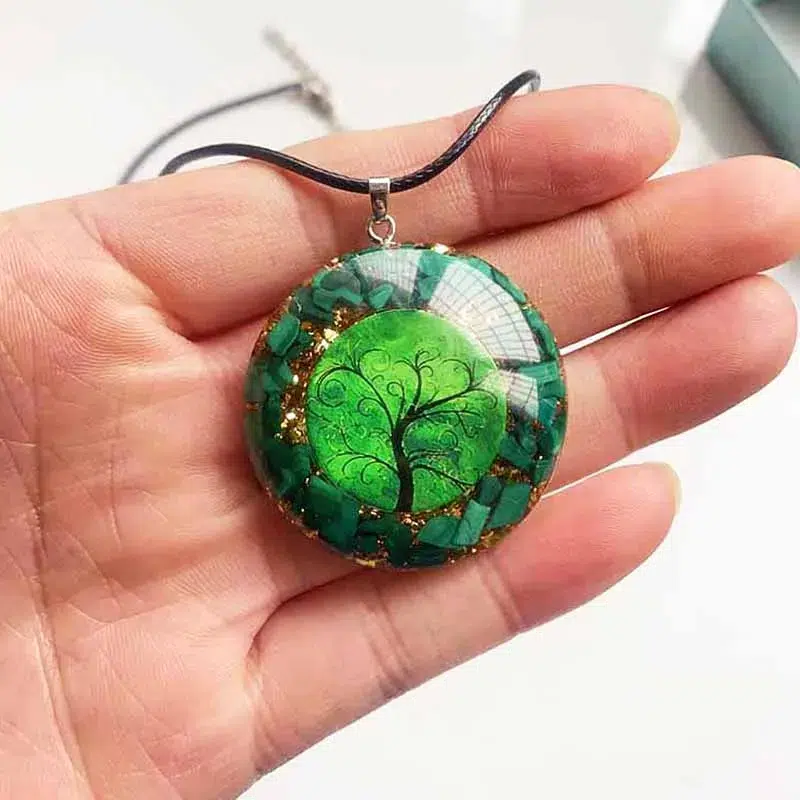 Pendentif orgonite Arbre de vie – Malachite