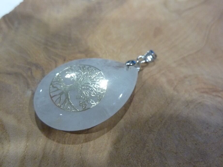 Pendentif Quartz cristal de roche arbre de vie