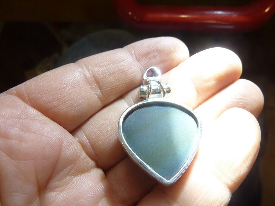 Pendentif Obsidienne oeil céleste-Grenat monture argent 925 ref 9987