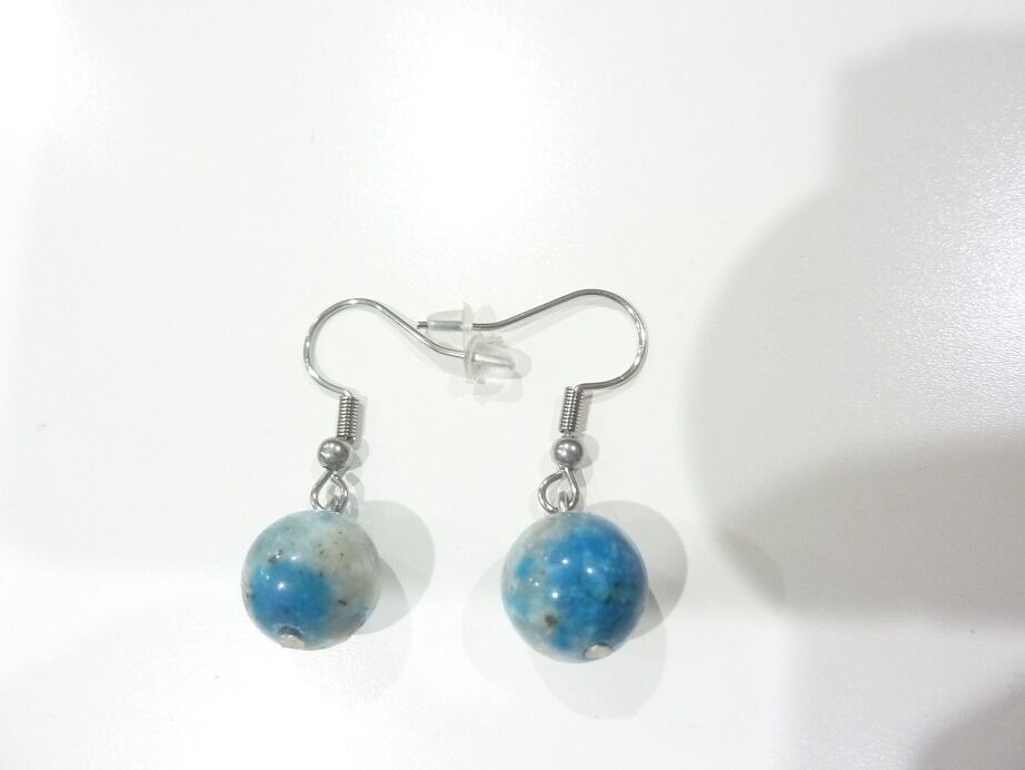 Boucles d'oreilles Jaspe K2 – Perles rondes 10 mm