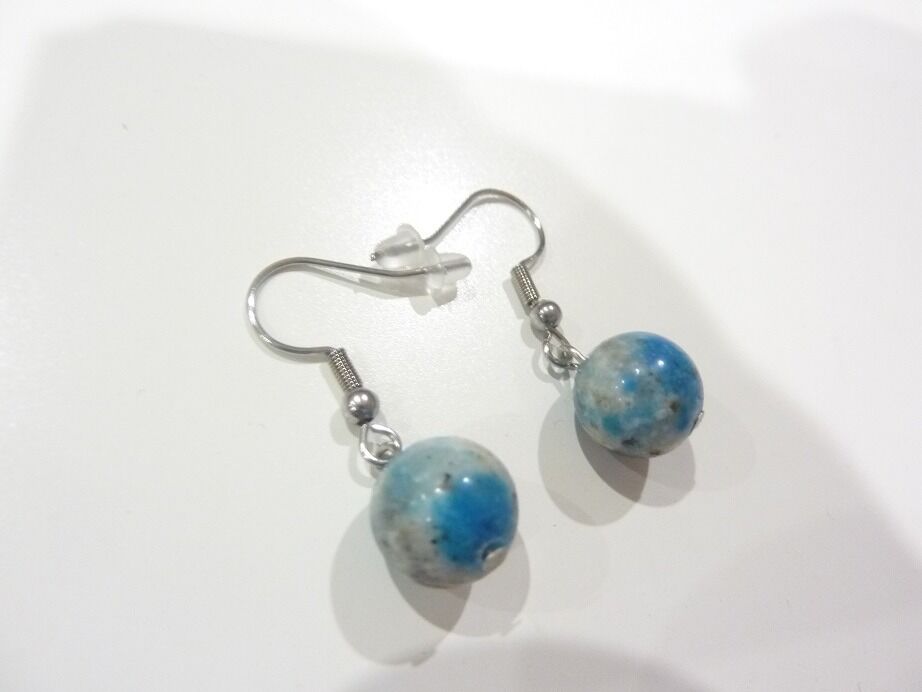 Boucles d'oreilles Jaspe K2 – Perles rondes 10 mm