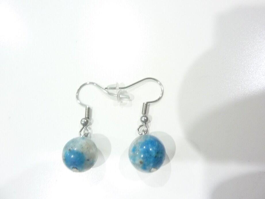 Boucles d'oreilles Jaspe K2 – Perles rondes 10 mm