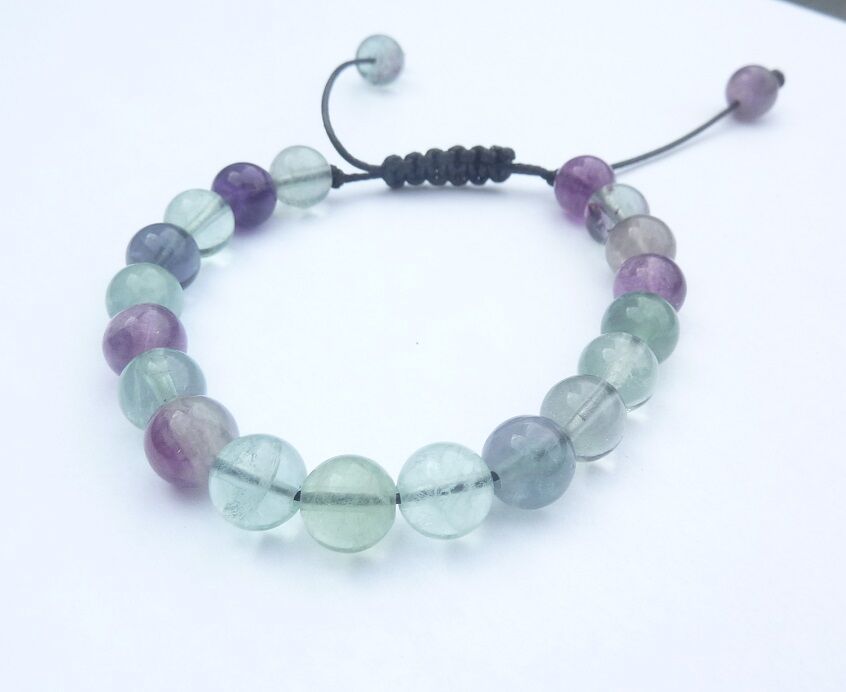 Bracelet réglable Fluorite-Perles rondes 8 mm