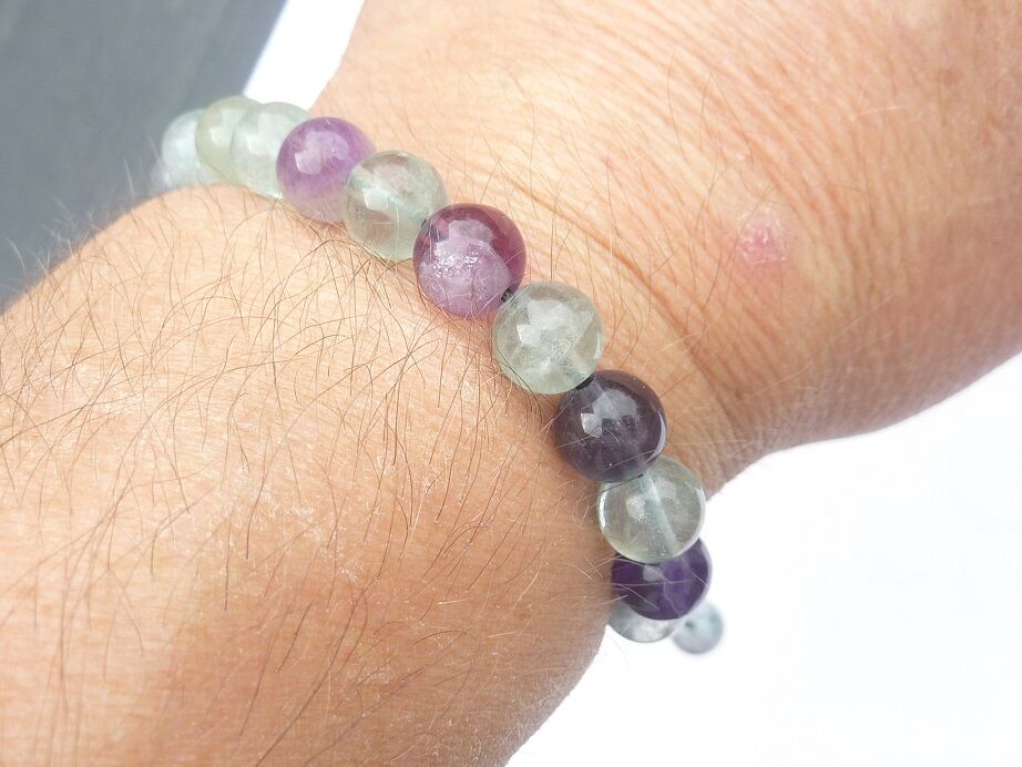 Bracelet réglable Fluorite-Perles rondes 8 mm
