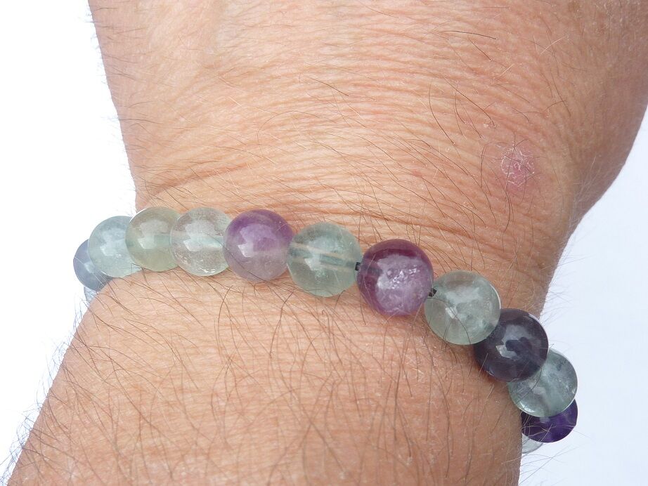 Bracelet réglable Fluorite-Perles rondes 8 mm