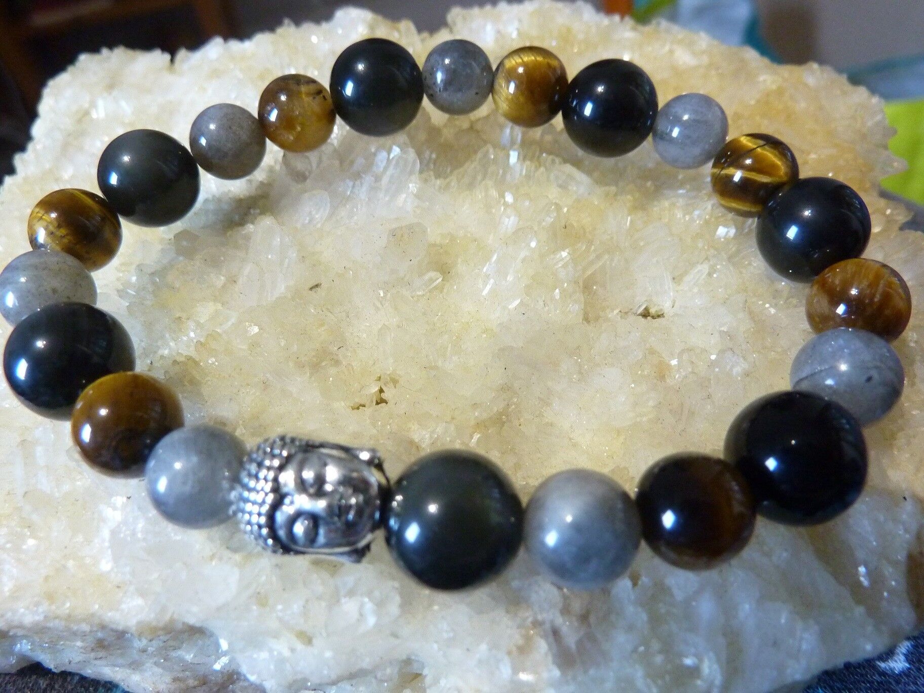 Bracelet protection Oeil de tigre-Labradorite-Obsidienne oeil céleste – Image 8