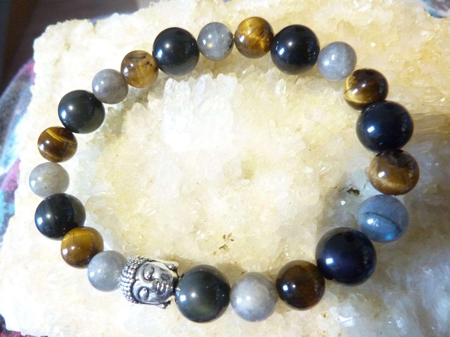 Bracelet protection Oeil de tigre-Labradorite-Obsidienne oeil céleste – Image 5