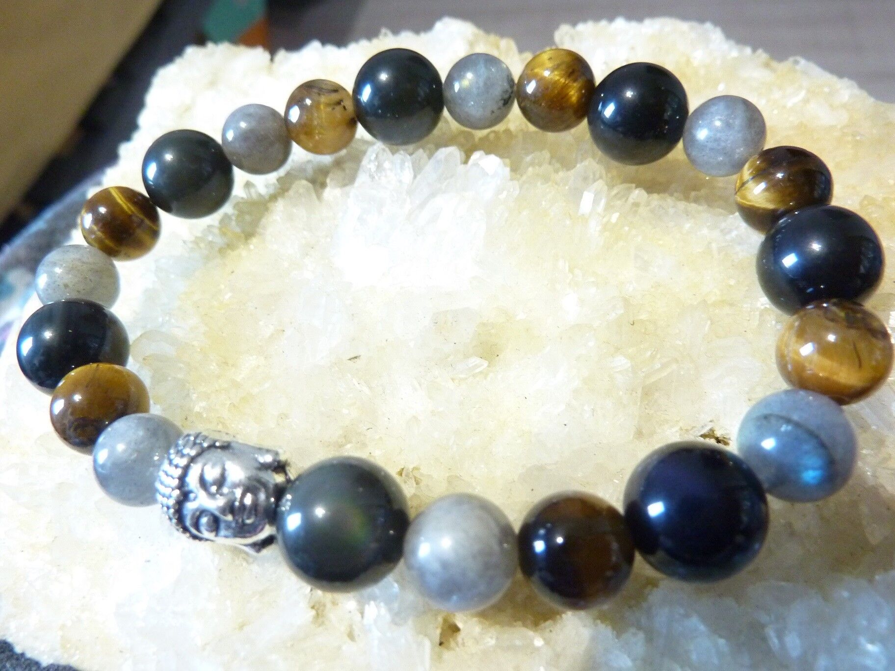 Bracelet protection Oeil de tigre-Labradorite-Obsidienne oeil céleste – Image 4