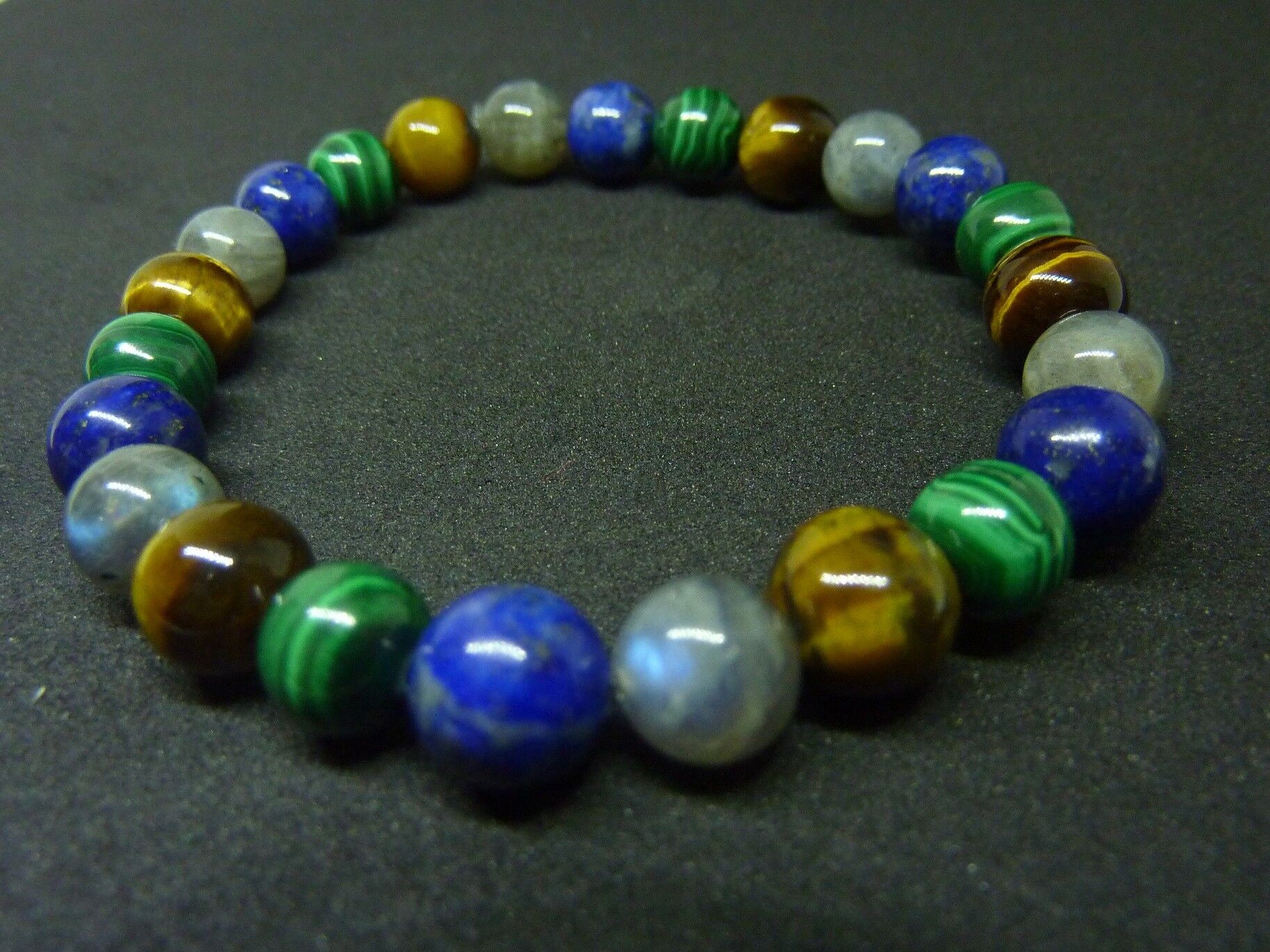 Bracelet Malachite-Lapis lazuli-oeil de tigre-Labradorite – Image 7
