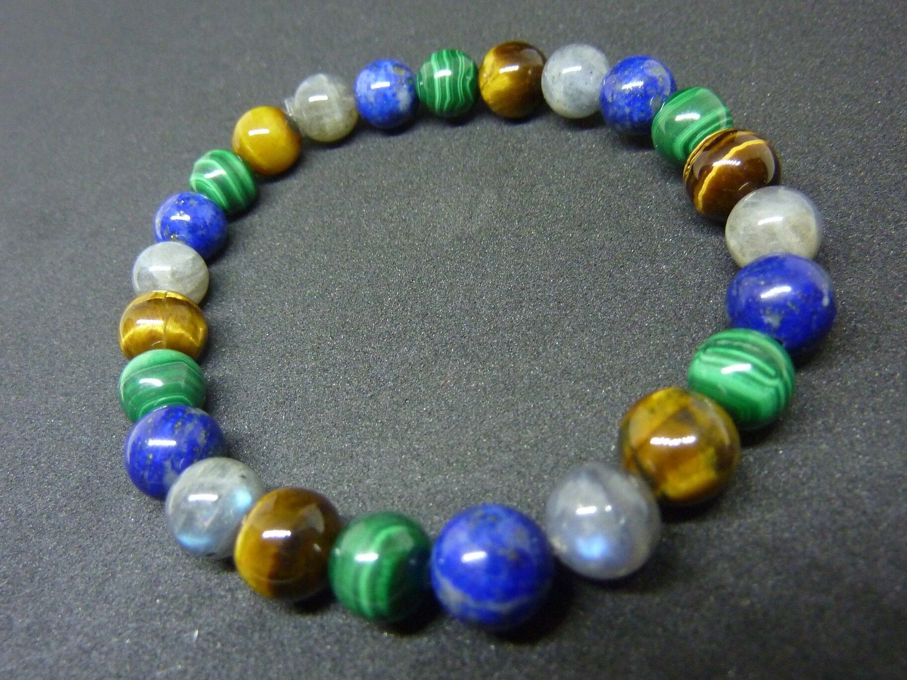 Bracelet Malachite-Lapis lazuli-oeil de tigre-Labradorite – Image 6